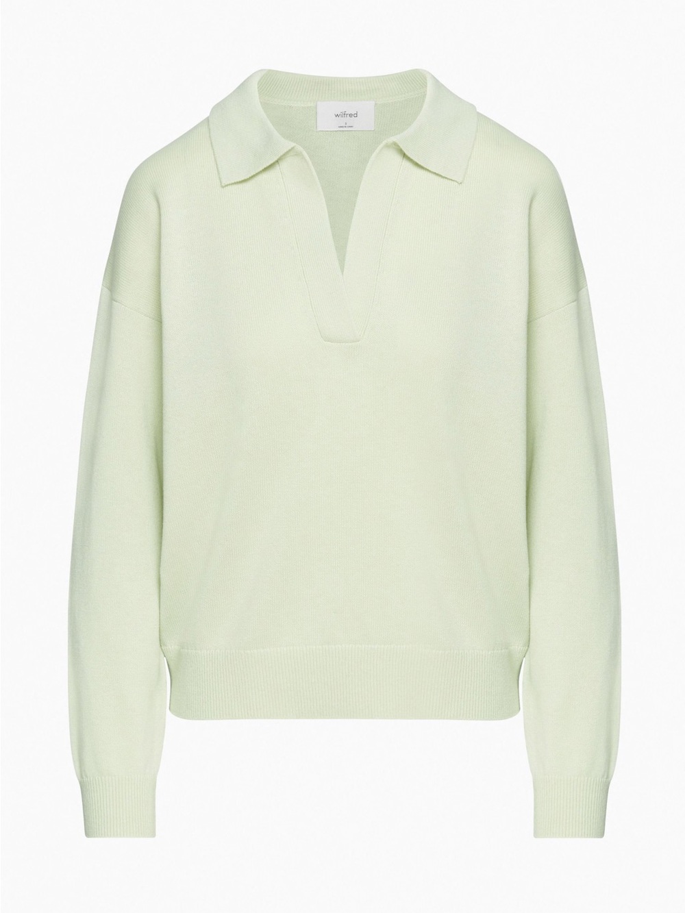 Wilfred Aritzia Clara Light Green Polo Long Sleeved Sweater